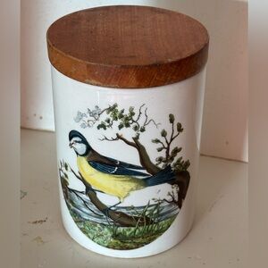 Vintage Portmeirion Birds of Britain. Small canister  titmouse.